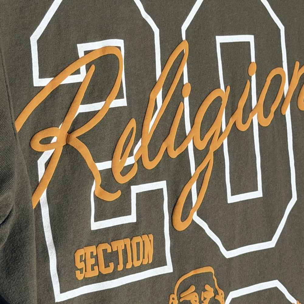 True Religion Mens SS University Tee Kalamata Green Graphic Patch T-Shirt 109519 - Picture 10 of 14